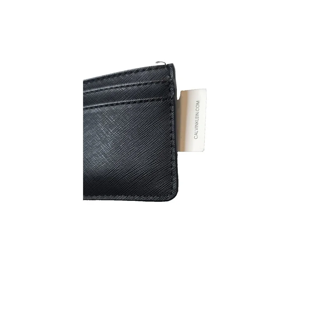 Calvin Klein Men's Credit Card Refined Saffiano Wallet Black NWT OEM